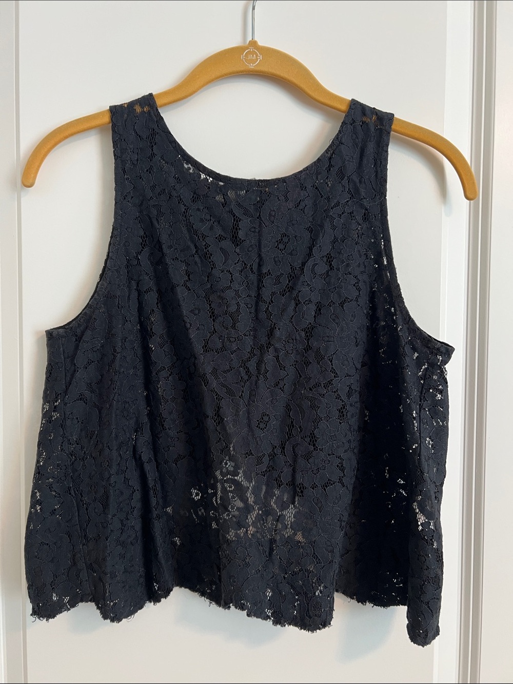 H by Bordeaux Women’s Sm/Med Black Floral Lace Open Back Sleeveless Crop Top